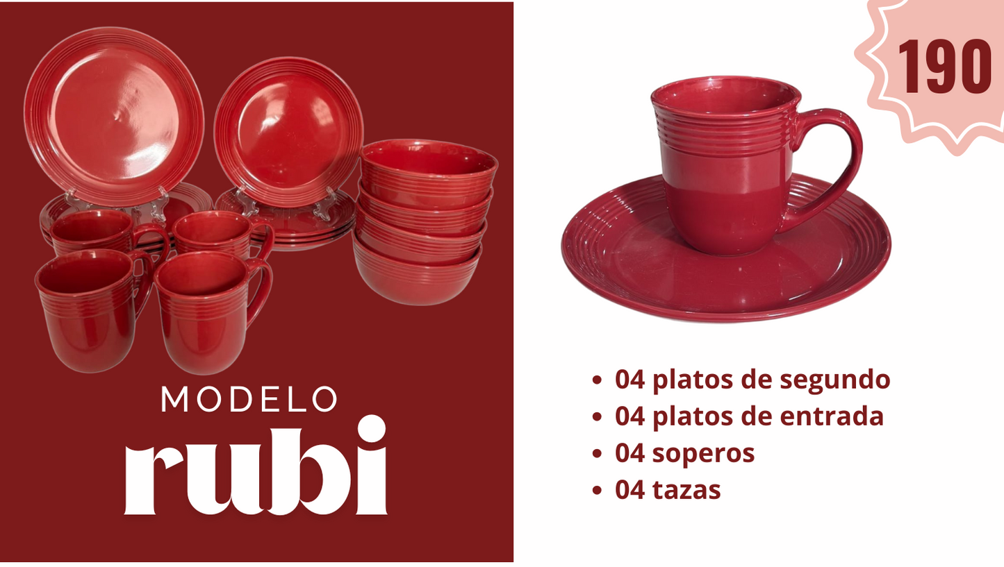 Juego de vajillas modelo Rubi