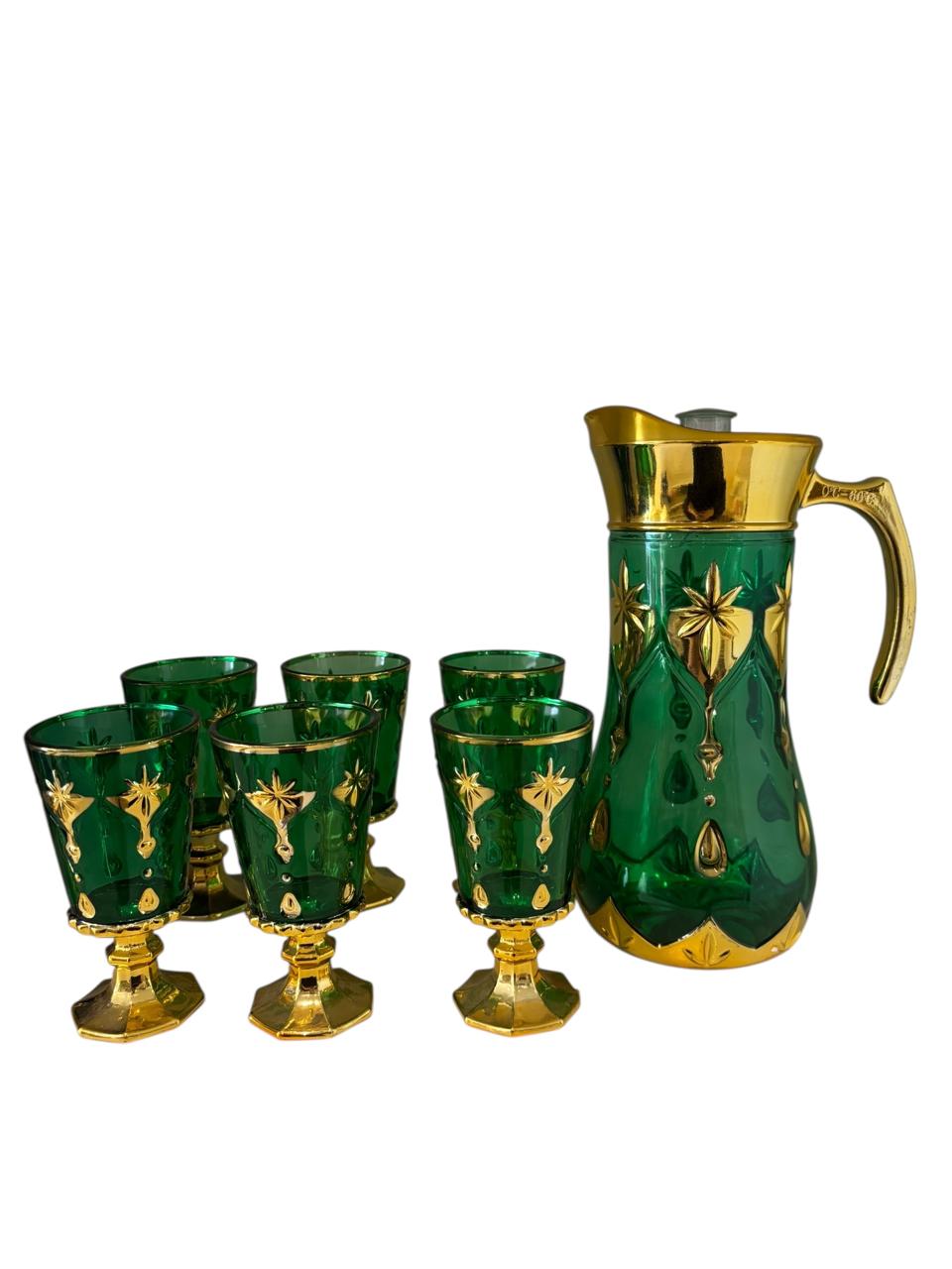 Juego de jarras con vasos modelo corona